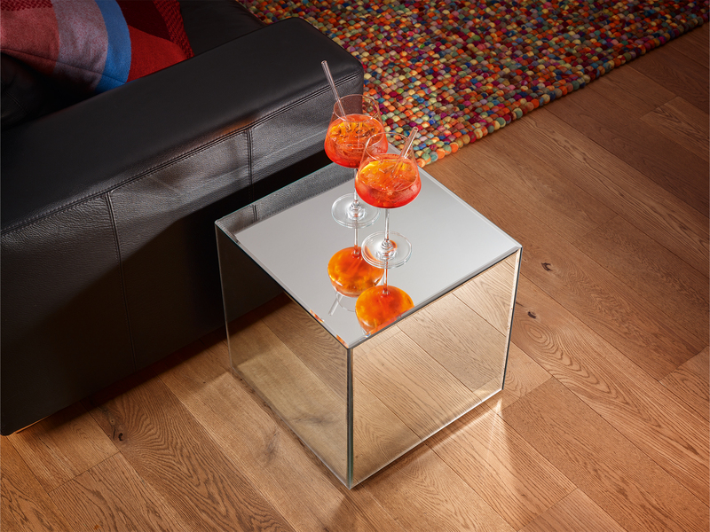 Kleiner Beistelltisch LEANA mit Spiegelglas, Höhe 45cm