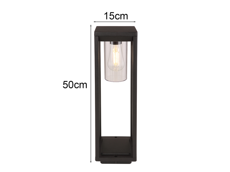 Moderne LED Wegeleuchte Laterne aus Druckguss Aluminium in Schwarz, H: 50cm