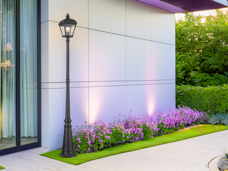 LED Straßenlaterne im Landhausstil Aluminium Schwarz, Höhe 216cm