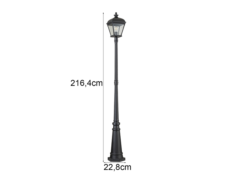 LED Straßenlaterne im Landhausstil Aluminium Schwarz, Höhe 216cm