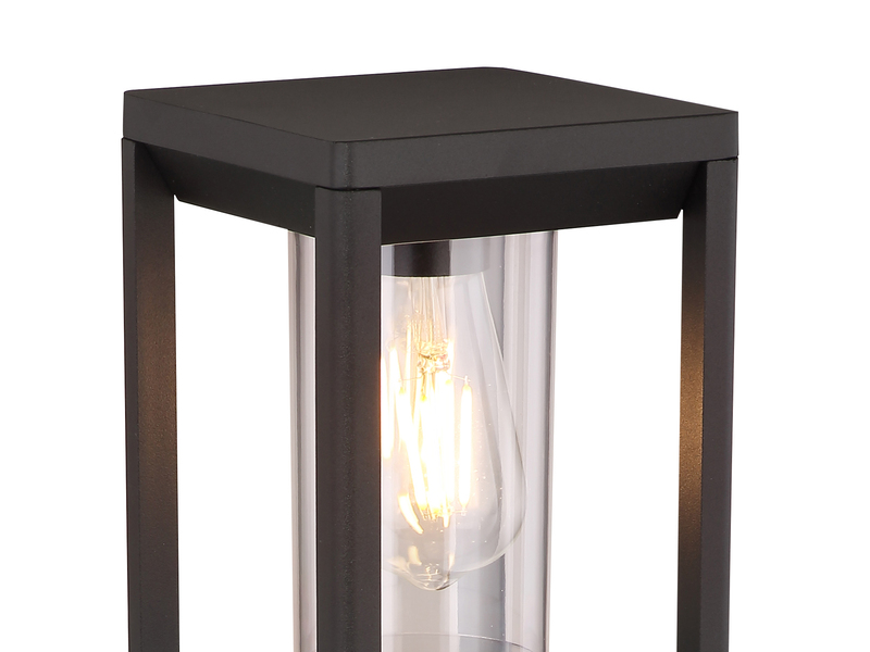 Moderne LED Wegeleuchte Laterne aus Druckguss Aluminium Schwarz, H: 80cm