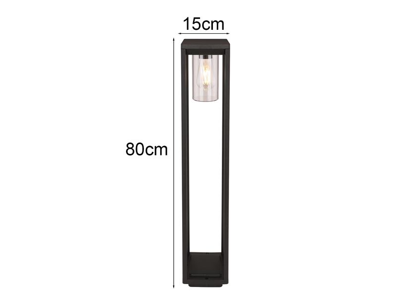 Moderne LED Wegeleuchte Laterne aus Druckguss Aluminium Schwarz, H: 80cm