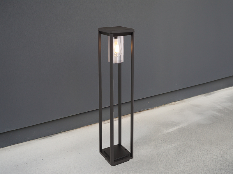 Moderne LED Wegeleuchte Laterne aus Druckguss Aluminium Schwarz, H: 80cm