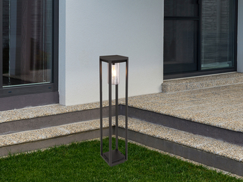 Moderne LED Wegeleuchte Laterne aus Druckguss Aluminium Schwarz, H: 80cm