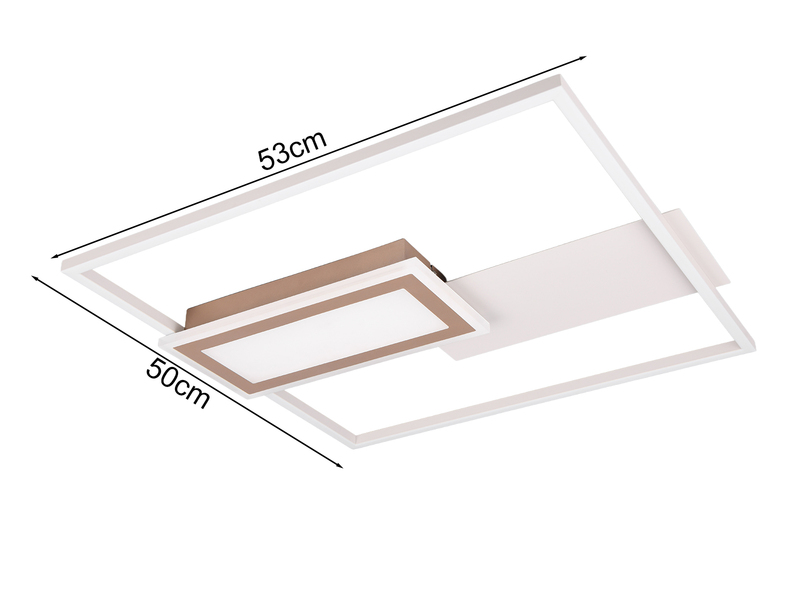 LED Deckenleuchte SPIRO flach Grau Coffee mit Fernbedienung dimmbar, Breite 53cm