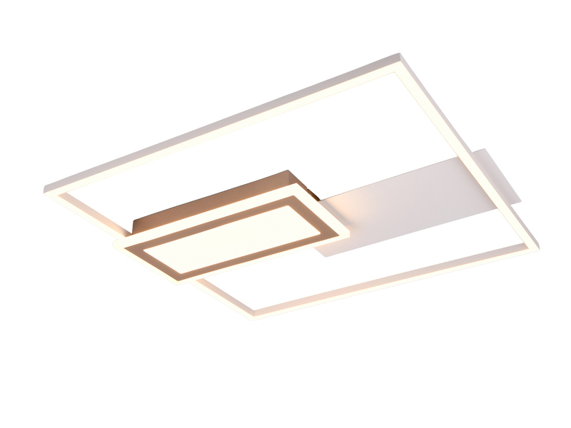 LED Deckenlampe SPIRO mit Fernbedienung flach Grey/Coffee, dimmbar, Quadrat 53cm