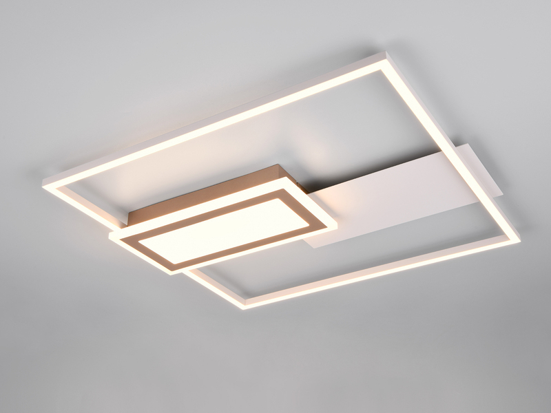 LED Deckenlampe SPIRO mit Fernbedienung flach Grey/Coffee, dimmbar, Quadrat 53cm