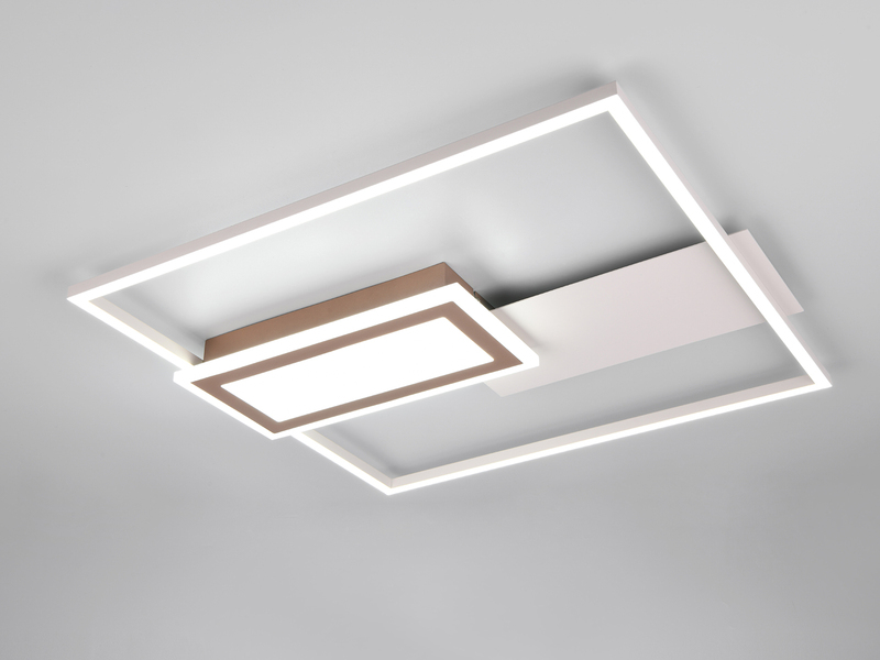 LED Deckenlampe SPIRO mit Fernbedienung flach Grey/Coffee, dimmbar, Quadrat 53cm