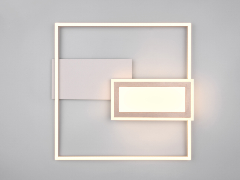 LED Deckenlampe SPIRO mit Fernbedienung flach Grey/Coffee, dimmbar, Quadrat 53cm