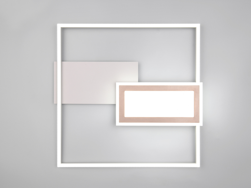 LED Deckenlampe SPIRO mit Fernbedienung flach Grey/Coffee, dimmbar, Quadrat 53cm