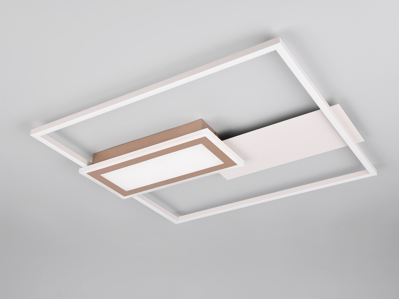 LED Deckenlampe SPIRO mit Fernbedienung flach Grey/Coffee, dimmbar, Quadrat 53cm