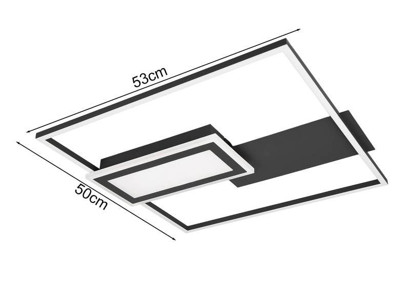 LED Deckenleuchte SPIRO mit Fernbedienung flach Schwarz, dimmbar, Breite 53cm