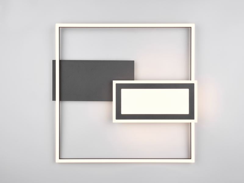 LED Deckenleuchte SPIRO mit Fernbedienung flach Schwarz, dimmbar, Breite 53cm