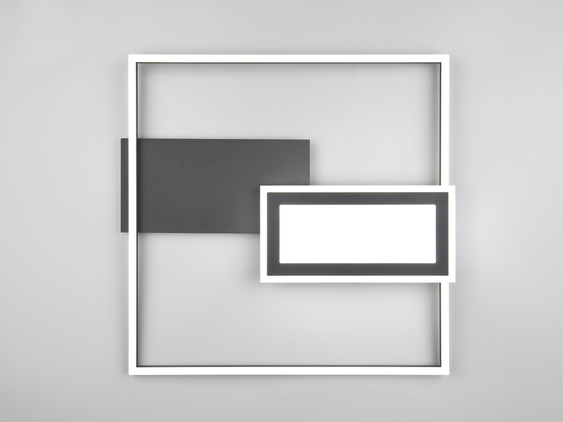 LED Deckenleuchte SPIRO mit Fernbedienung flach Schwarz, dimmbar, Breite 53cm