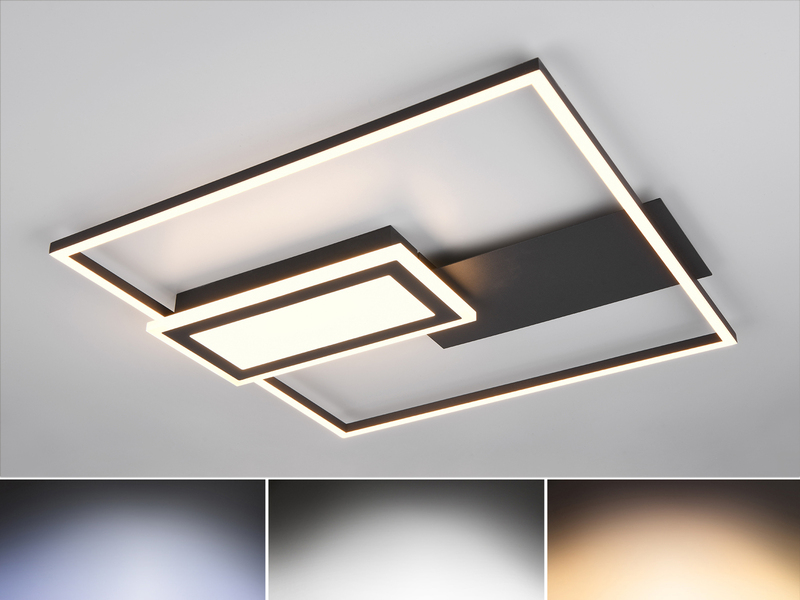 LED Deckenleuchte SPIRO mit Fernbedienung flach Schwarz, dimmbar, Breite 53cm