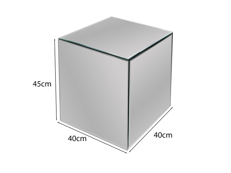 Kleiner Beistelltisch mit Spiegelglas im 2er Set, Höhe 45cm
