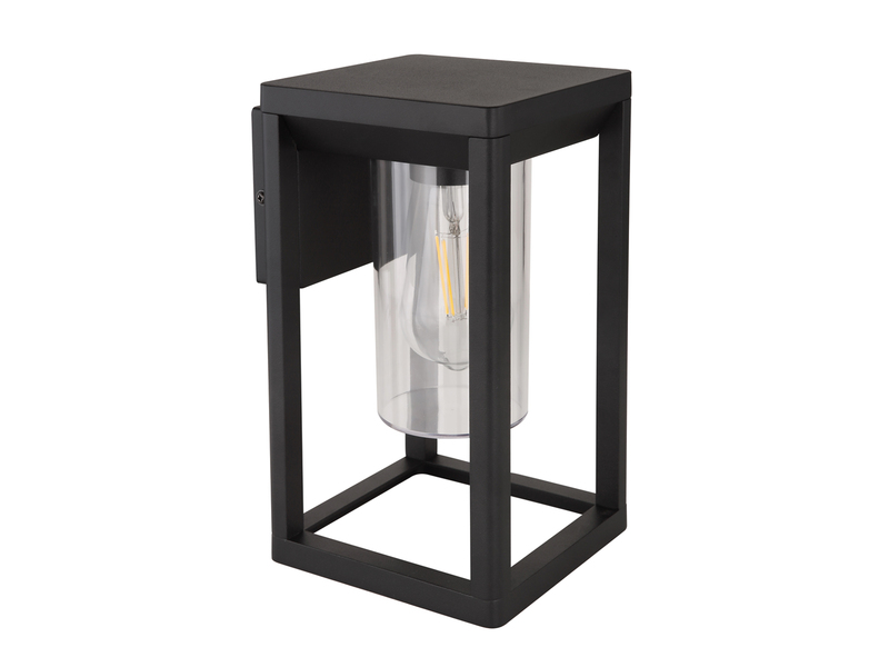 Moderne LED Außenwandleuchte Laterne aus Aluminium in Schwarz, Höhe 27cm