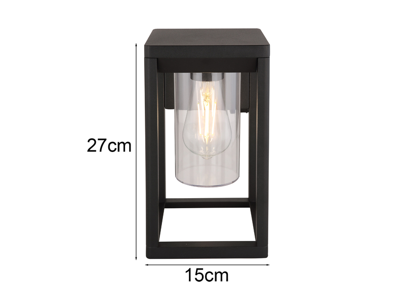 Moderne LED Außenwandleuchte Laterne aus Aluminium in Schwarz, Höhe 27cm