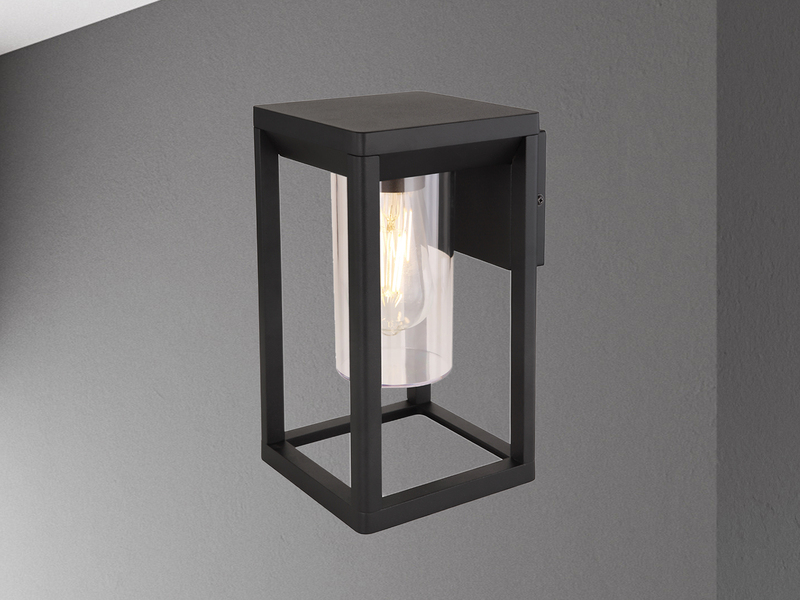 Moderne LED Außenwandleuchte Laterne aus Aluminium in Schwarz, Höhe 27cm