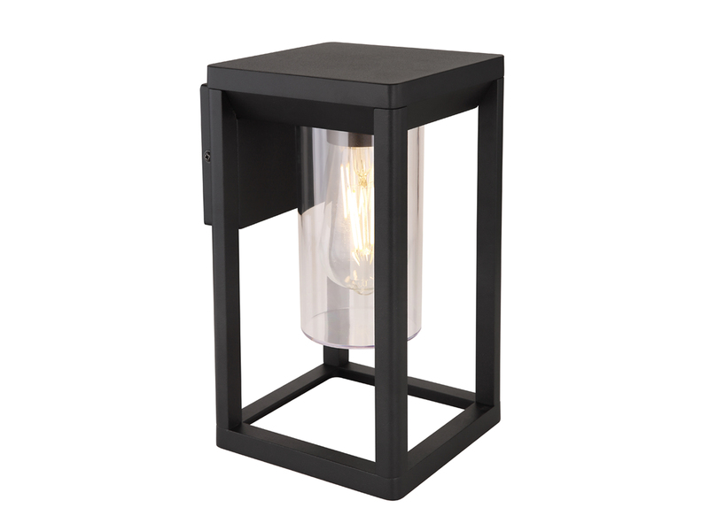 Moderne LED Außenwandleuchte Laterne aus Aluminium in Schwarz, Höhe 27cm