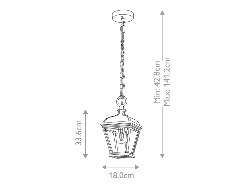 LED Outdoor Hängelampe Kettenlaterne Landhausstil, max. Höhe 141cm