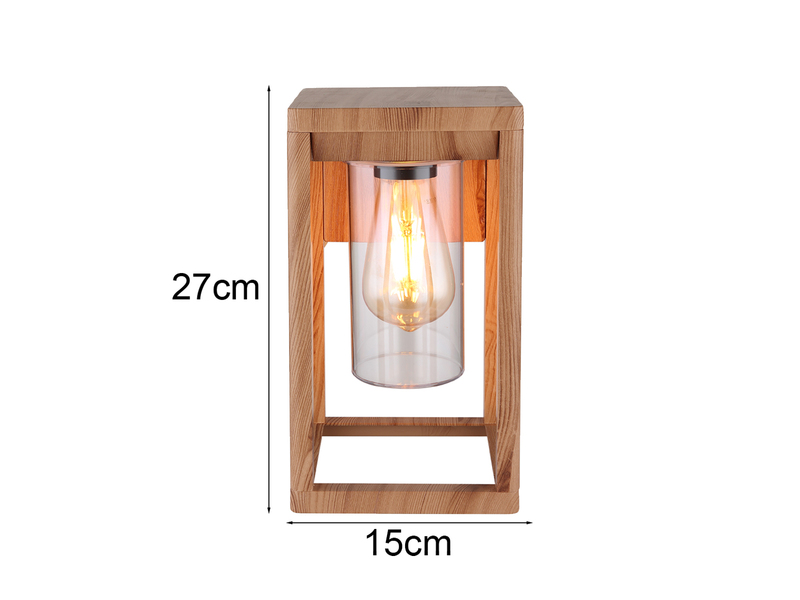 Moderne LED Außenwandleuchte Laterne aus Aluminium in Holzoptik, Höhe 27cm