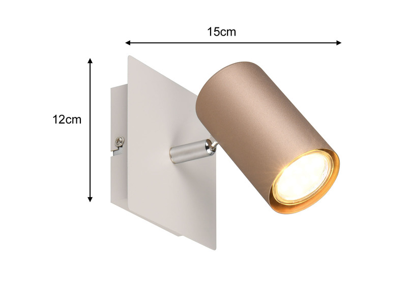 LED Wand- & Deckenstrahler Metall Coffee / Hellgrau, Breite 12cm