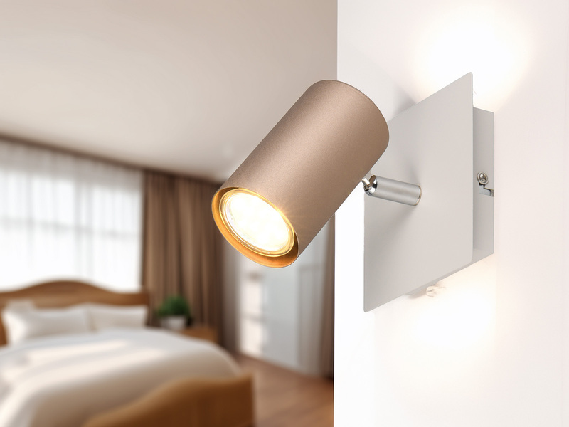LED Wand- & Deckenstrahler Metall Coffee / Hellgrau, Breite 12cm