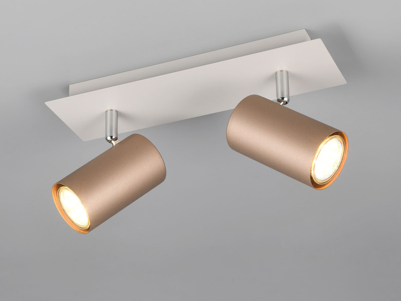 LED Deckenstrahler 2flammig Metall Coffee / Hellgrau, Länge 30cm