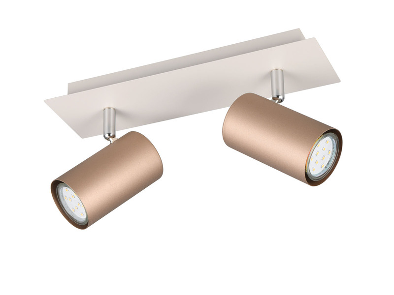 LED Deckenstrahler 2flammig Metall Coffee / Hellgrau, Länge 30cm