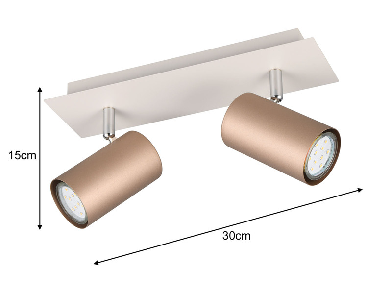 LED Deckenstrahler 2flammig Metall Coffee / Hellgrau, Länge 30cm