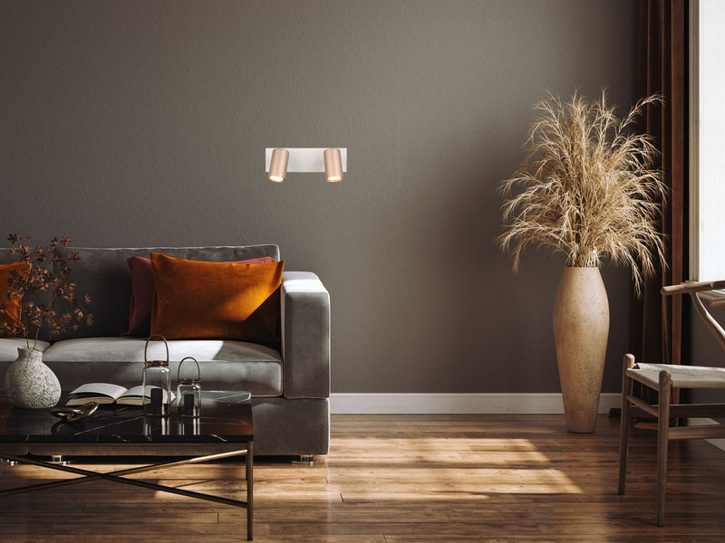 LED Deckenstrahler 2flammig Metall Coffee / Hellgrau, Länge 30cm