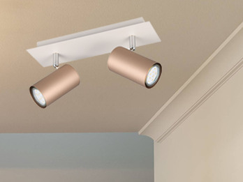 LED Deckenstrahler 2flammig Metall Coffee / Hellgrau, Länge 30cm