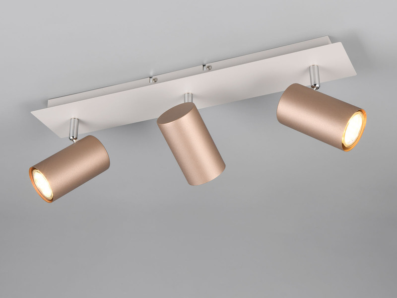LED Deckenstrahler 3flammig Metall Coffee / Hellgrau, Länge 48cm