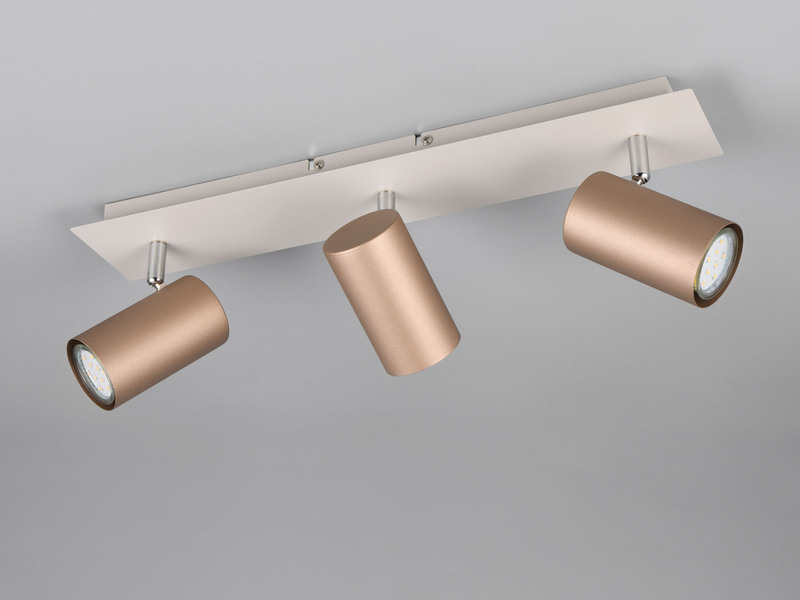 LED Deckenstrahler 3flammig Metall Coffee / Hellgrau, Länge 48cm
