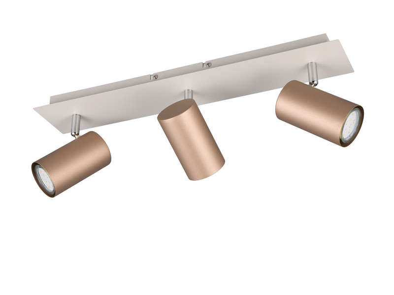 LED Deckenstrahler 3flammig Metall Coffee / Hellgrau, Länge 48cm