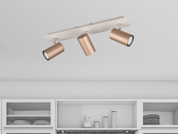 LED Deckenstrahler 3flammig Metall Coffee / Hellgrau, Länge 48cm