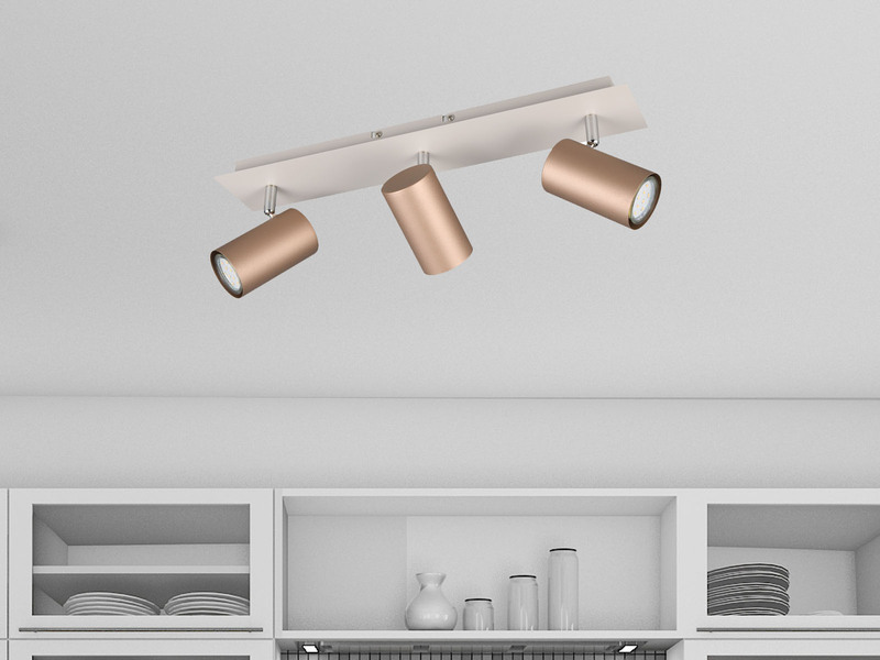 Deckenstrahler Coffee Grau 3-flammig mit GU10 LED, Breite 48cm