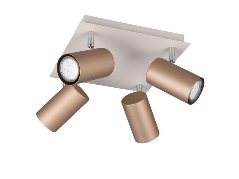 LED Deckenstrahler 4flammig Metall Coffee / Hellgrau, Breite 24cm