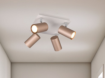 LED Deckenstrahler 4flammig Metall Coffee / Hellgrau, Breite 24cm