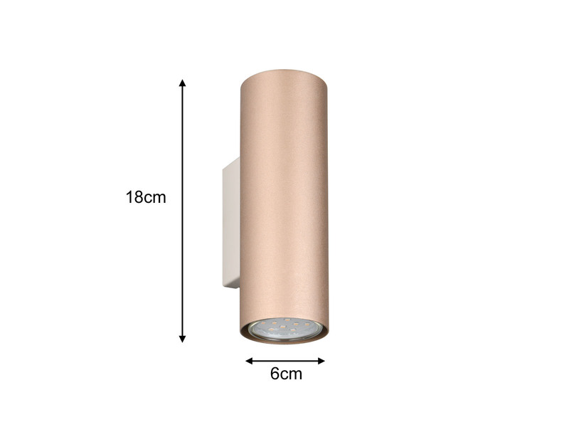 Up Down Wandleuchte Metall Coffee mit GU10 LED, Höhe 18cm