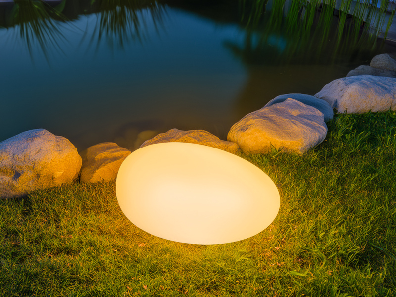 2er Set LED Solar Deko Steinleuchten mit RGB Farbwechsel, Breite 40cm