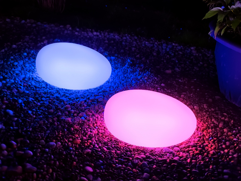 2er Set LED Solar Deko Steinleuchten mit RGB Farbwechsel, Breite 40cm