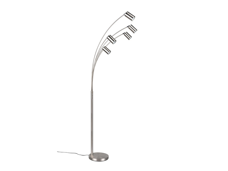 Bogenlampe MARLEY Silber 5flammig schwenkbar, 200cm groß