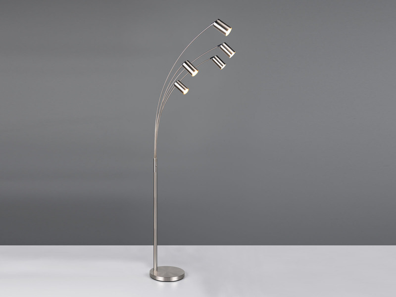 Bogenlampe MARLEY Silber 5flammig schwenkbar, 200cm groß