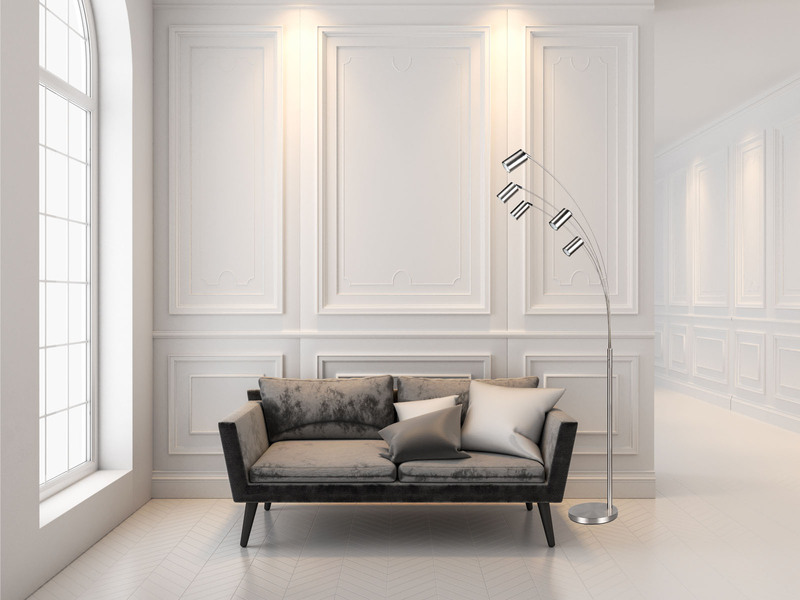 Bogenlampe MARLEY Silber 5flammig schwenkbar, 200cm groß