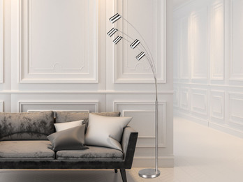 Bogenlampe MARLEY Silber 5flammig schwenkbar, 200cm groß