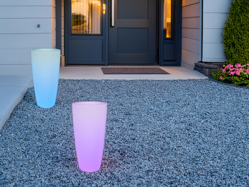 2er Set LED Blumentopfleuchten mit RGB Farbwechsel für Innen & Außen, Höhe 75cm