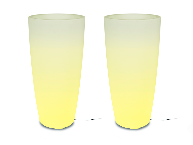 2er Set LED Blumentopfleuchten mit RGB Farbwechsel für Innen & Außen, Höhe 75cm