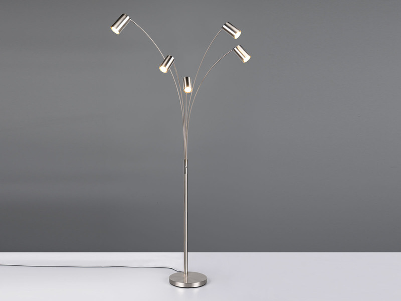 LED Bogenlampe Silber 5flammig dimmbar, 200cm groß
